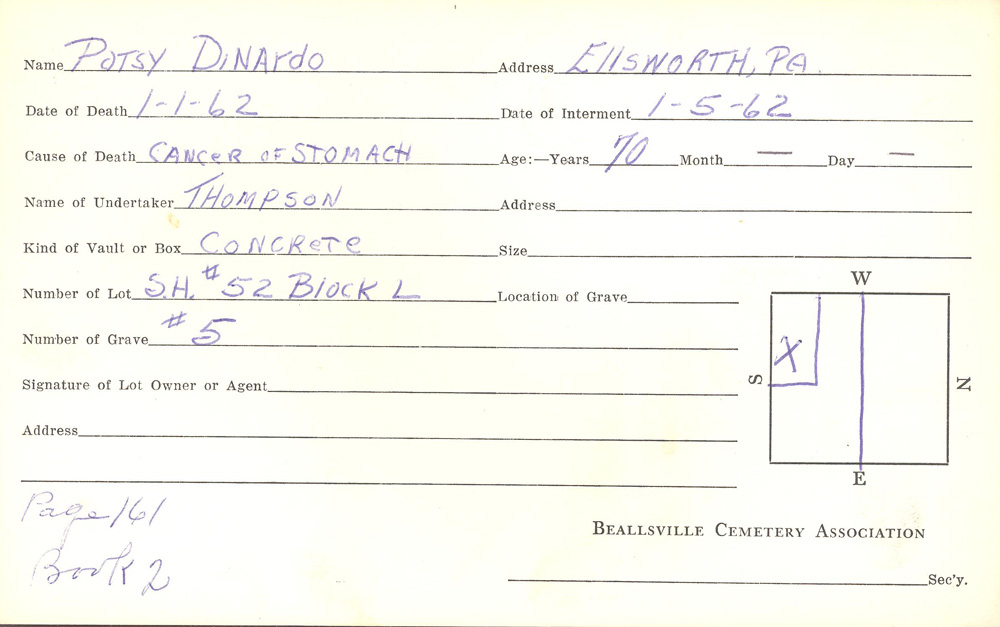 burial card